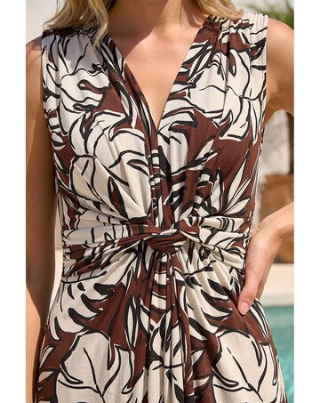Roman Leaf Twist Front Maxi Dress