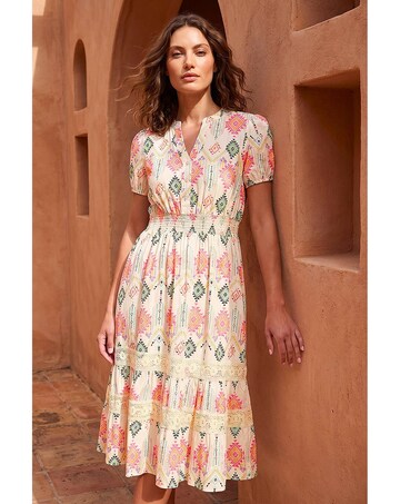 Roman Petite Abstract Frill Midi Dress