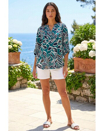 Roman Textured Leaf Print Shirt
