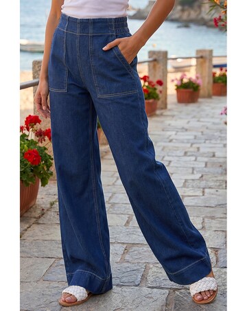 Roman Cotton Stretch Wide Leg Jean
