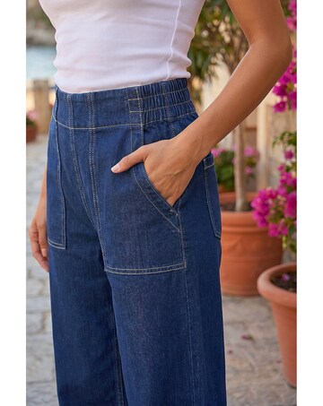 Roman Cotton Stretch Wide Leg Jean