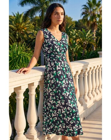 Roman Floral Twist Front Dress