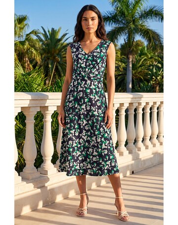 Roman Floral Twist Front Dress