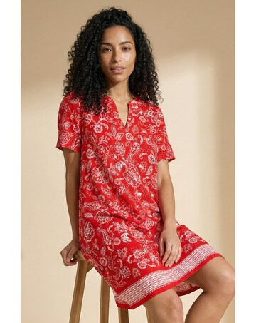 Roman Paisley Linen Blend Shift Dress