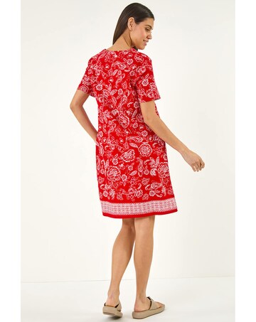 Roman Paisley Linen Blend Shift Dress