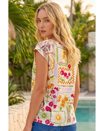 Roman Fruit Print Shell Top