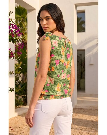 Roman Floral Print Bow Detail Top