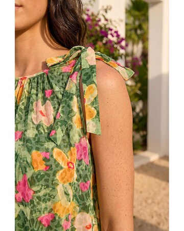 Roman Floral Print Bow Detail Top