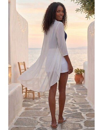 Roman 3/4 Sleeve Mesh Longline Kimono