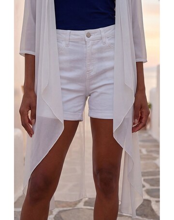 Roman 3/4 Sleeve Mesh Longline Kimono