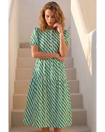 Roman Geo Print Button Shirt Midi Dress