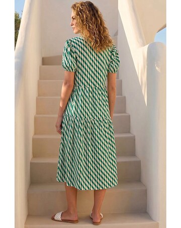 Roman Geo Print Button Shirt Midi Dress