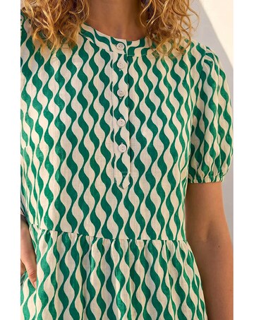 Roman Geo Print Button Shirt Midi Dress