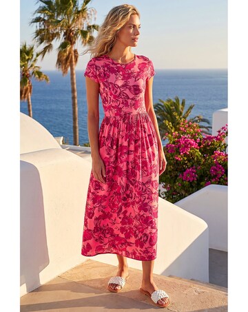 Roman Floral Print Pocket Midi Dress
