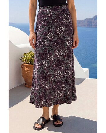 Roman Floral Print Midi Skirt
