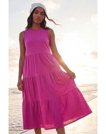 Roman Tiered Midi Smock Dress