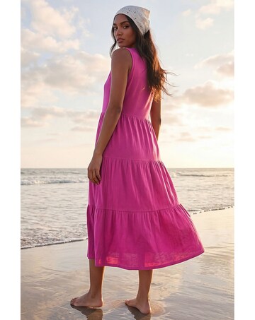 Roman Tiered Midi Smock Dress