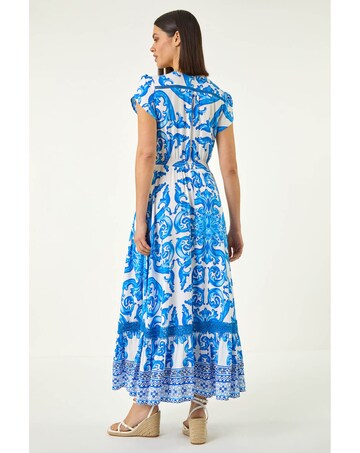 Roman Border Print Button Dress