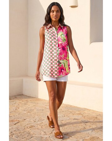 Roman Abstract Floral Longline Shirt