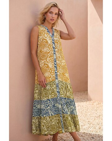 Roman Patchwork Print Tiered Maxi Dress