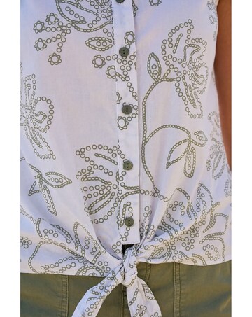 Roman Floral Puff Print Tie Blouse