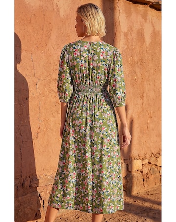 Roman Floral Print V-Neck Midi Dress