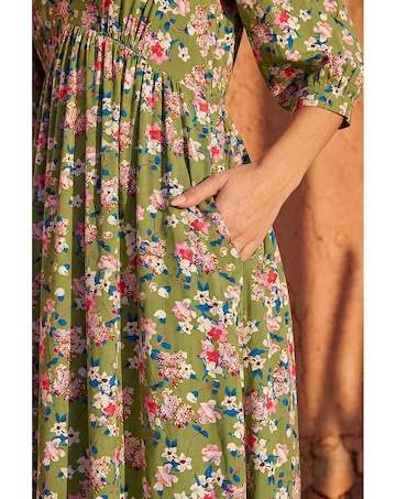 Roman Floral Print V-Neck Midi Dress
