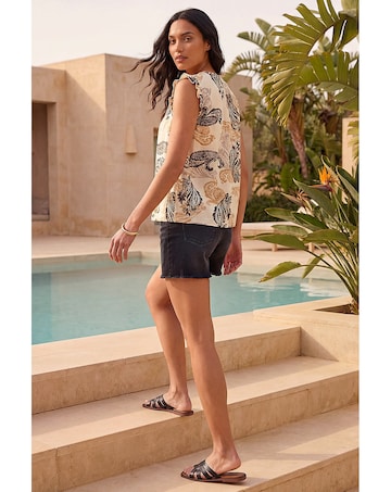 Roman Paisley Print Frill Sleeve Top