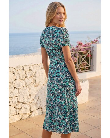 Roman Floral Twist Stretch Midi Dress