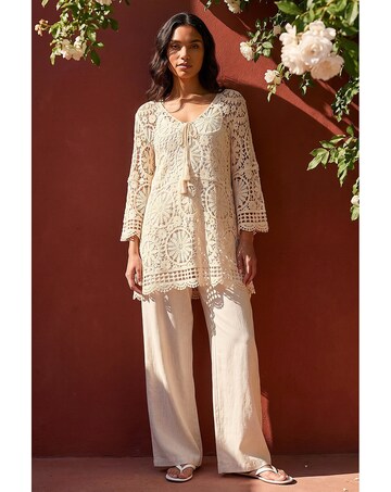 Roman Crochet Tie Front Knit Tunic