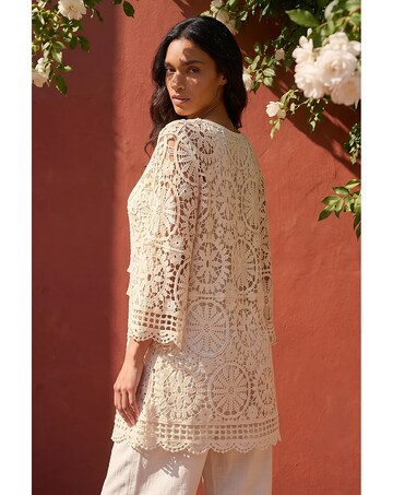 Roman Crochet Tie Front Knit Tunic