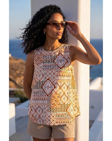 Roman Patchwork Geometric Vest Top