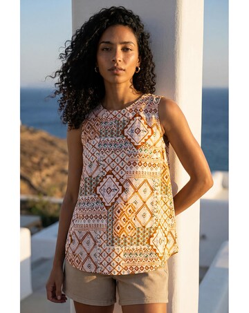 Roman Patchwork Geometric Vest Top