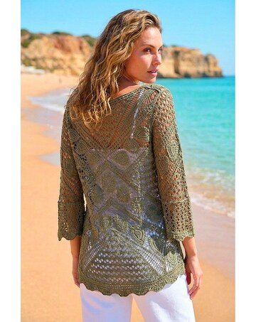 Roman Crochet Lace V-Neck Open Knit