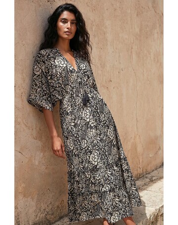 Roman Boho Floral V-Neck Maxi Dress