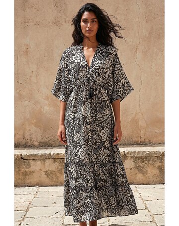 Roman Boho Floral V-Neck Maxi Dress
