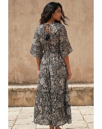 Roman Boho Floral V-Neck Maxi Dress