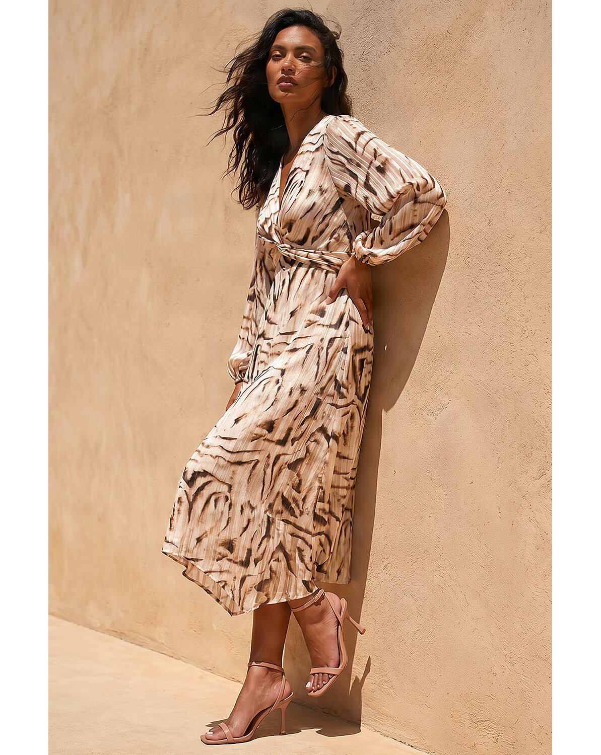 New In - Roman Zebra Print Twist Front Midi Dress