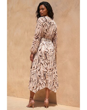 Roman Zebra Print Twist Front Midi Dress