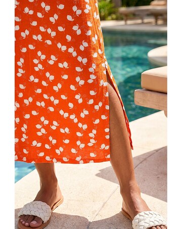 Roman Lemon Print Midi Dress