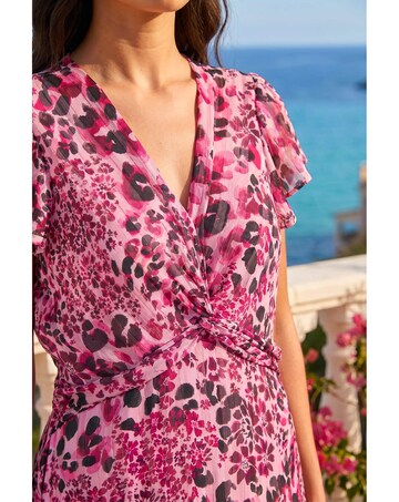 Roman Animal Twist Front Midi Dress