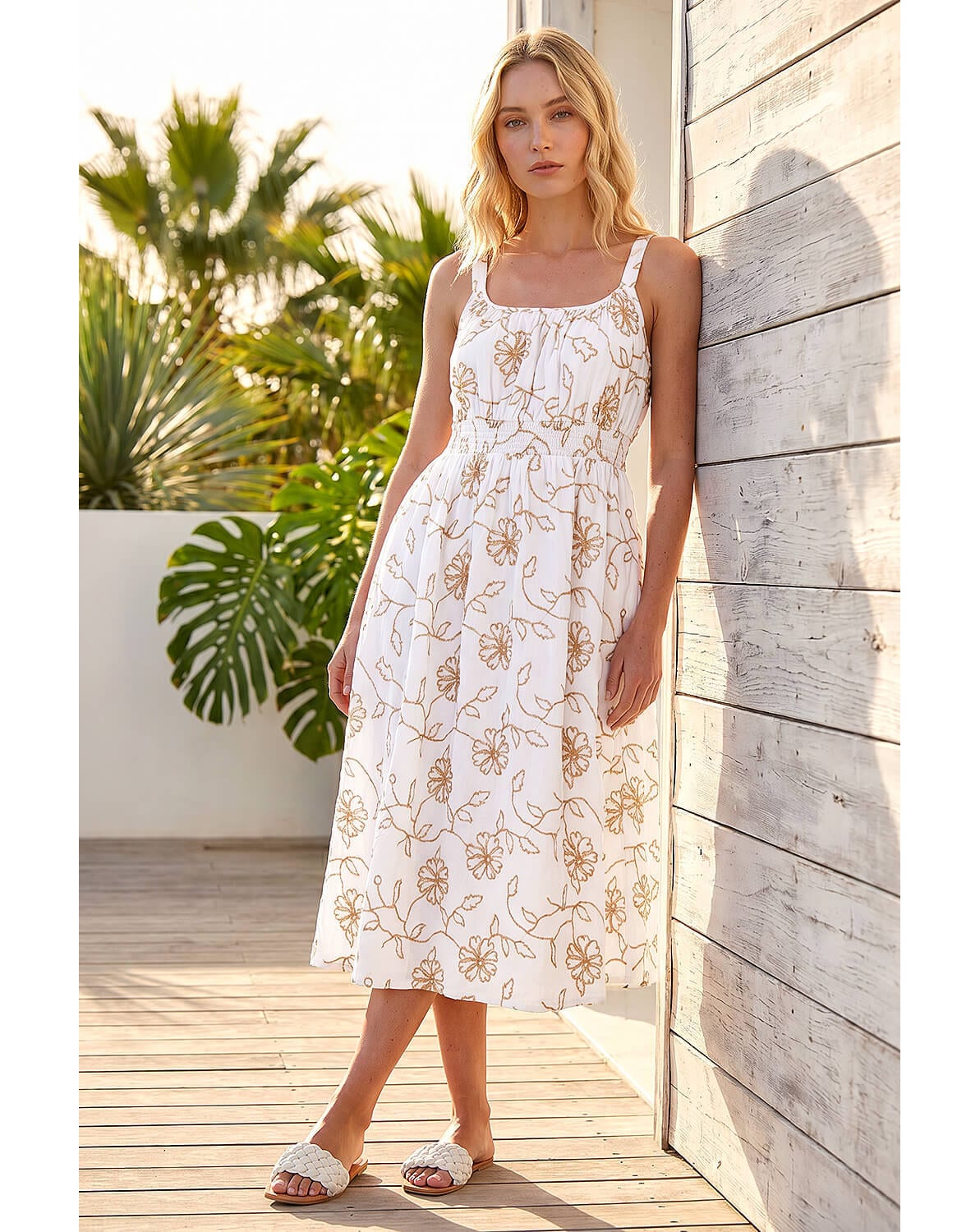 New In - Roman Embroidered Strappy Midi Dress