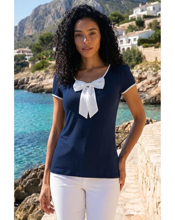 Roman Bow Front Stretch Top