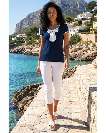 Roman Bow Front Stretch Top