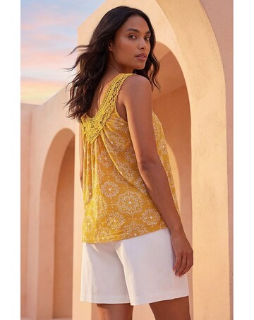 Roman Printed Crochet Trim Vest Top