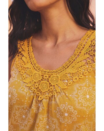 Roman Printed Crochet Trim Vest Top