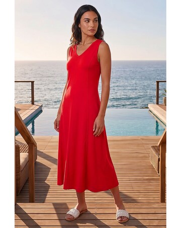 Roman Sleeveless V-Neck Midi Dress