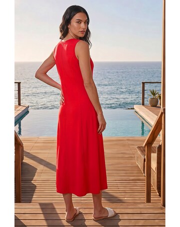 Roman Sleeveless V-Neck Midi Dress