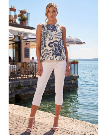 Roman Paisley Print Shell Top