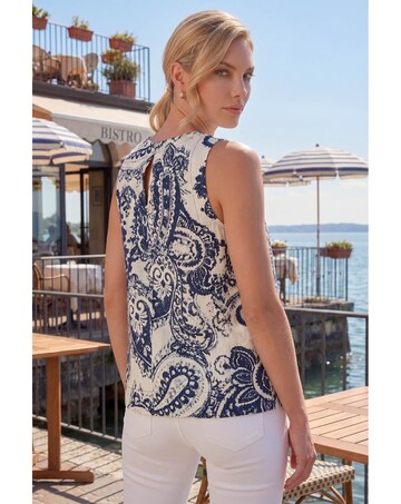 Roman Paisley Print Shell Top